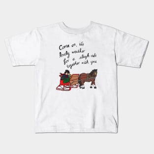 Christmas sleigh ride - male couple Kids T-Shirt